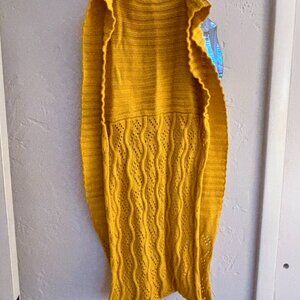 Unisex Mustard Yellow Knit Infinity Scarf - 32" long 14" wide